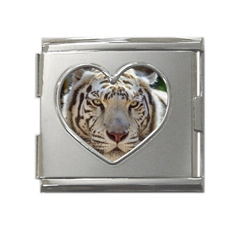 White Tiger 2 Mega Link Heart Italian Charm (18mm) from ArtsNow.com Front