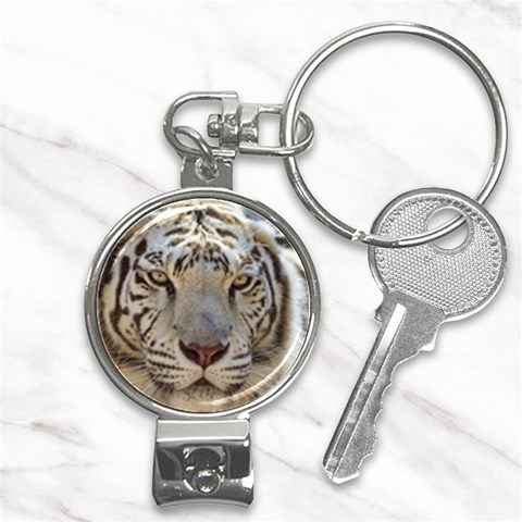 White Tiger 2 Nail Clippers Key Chain from ArtsNow.com Front