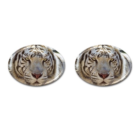 White Tiger 2 Cufflinks (Oval) from ArtsNow.com Front(Pair)