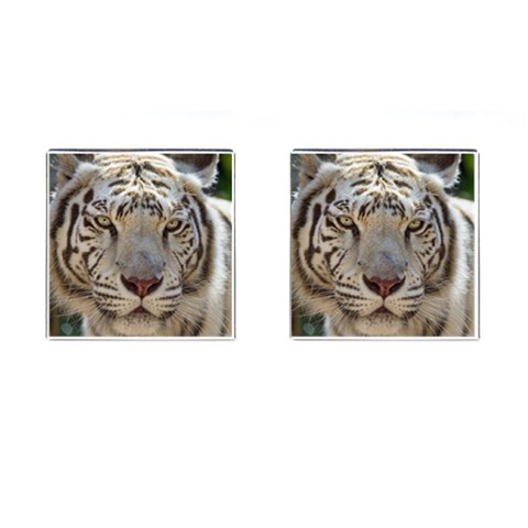 White Tiger 2 Cufflinks (Square) from ArtsNow.com Front(Pair)