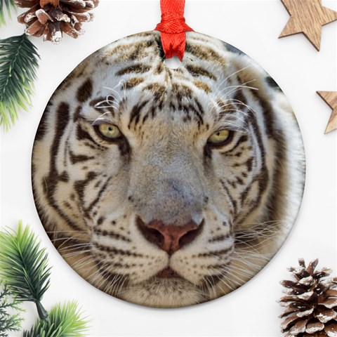 White Tiger 2 Round Ornament (Two Sides) from ArtsNow.com Front