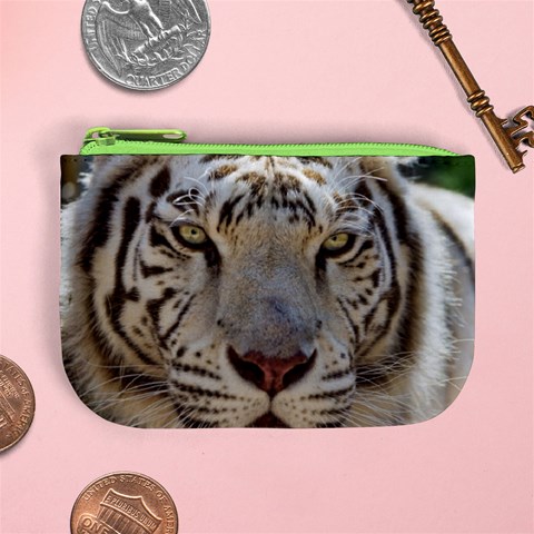 White Tiger 2 Mini Coin Purse from ArtsNow.com Front