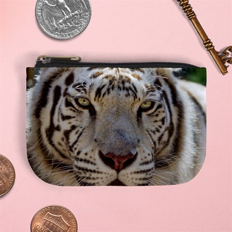 White Tiger 2 Mini Coin Purse from ArtsNow.com Front