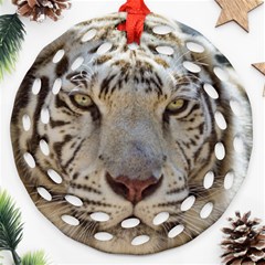 White Tiger 2 Round Filigree Ornament (Two Sides) from ArtsNow.com Front