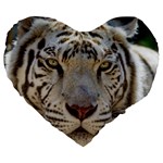 White Tiger 2 Large 19  Premium Heart Shape Cushion
