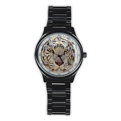 White Tiger 2 Stainless Steel Round Watch from ArtsNow.com Front