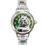 White Tiger Round Italian Charm Watch