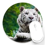 White Tiger Round Mousepad