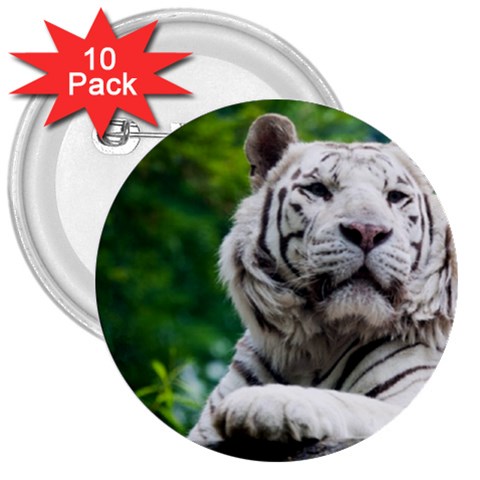 White Tiger 3  Button (10 pack) from ArtsNow.com Front