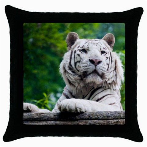 White Tiger Throw Pillow Case (Black) from ArtsNow.com Front