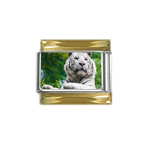 White Tiger Gold Trim Italian Charm (9mm) from ArtsNow.com Front