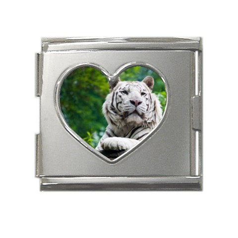 White Tiger Mega Link Heart Italian Charm (18mm) from ArtsNow.com Front