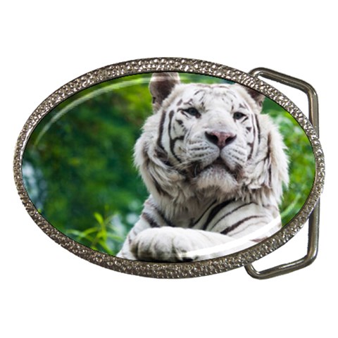 White Tiger Belt Buckle from ArtsNow.com Front