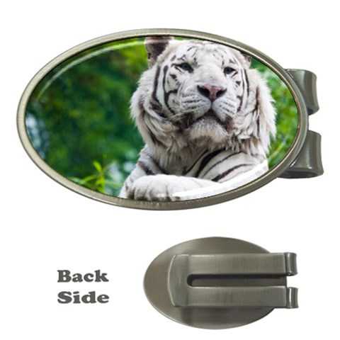 White Tiger Money Clip (Oval) from ArtsNow.com Front