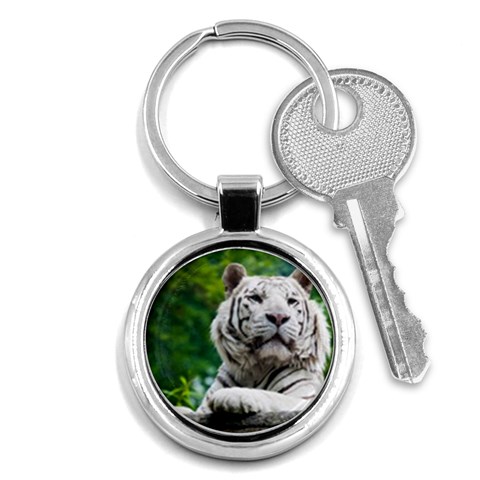 White Tiger Key Chain (Round) from ArtsNow.com Front