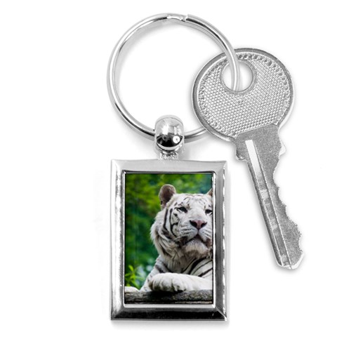 White Tiger Key Chain (Rectangle) from ArtsNow.com Front