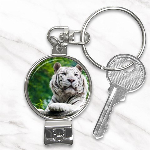 White Tiger Nail Clippers Key Chain from ArtsNow.com Front