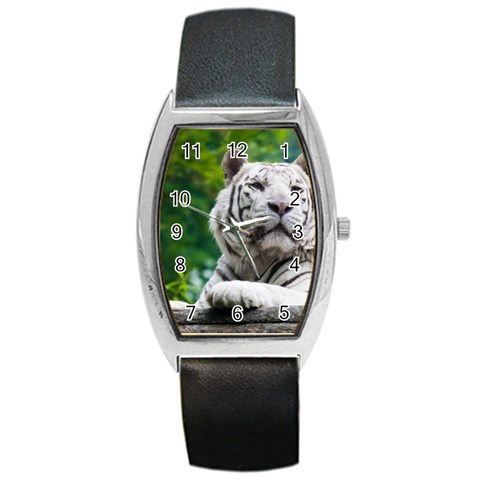 White Tiger Barrel Style Metal Watch from ArtsNow.com Front