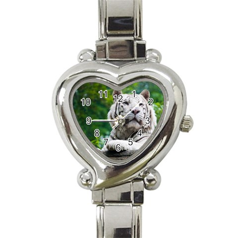 White Tiger Heart Italian Charm Watch from ArtsNow.com Front