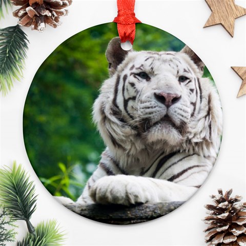 White Tiger Round Ornament (Two Sides) from ArtsNow.com Front