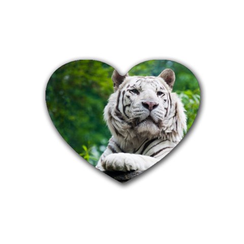 White Tiger Rubber Coaster (Heart) from ArtsNow.com Front