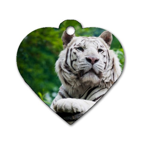 White Tiger Dog Tag Heart (Two Sides) from ArtsNow.com Front