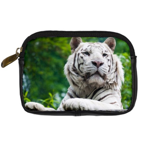 White Tiger Digital Camera Leather Case from ArtsNow.com Front
