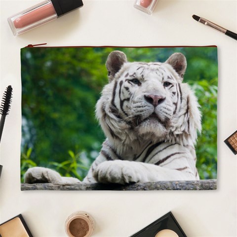 White Tiger Cosmetic Bag (XL) from ArtsNow.com Front