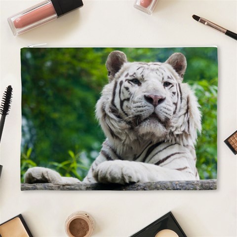 White Tiger Cosmetic Bag (XL) from ArtsNow.com Front