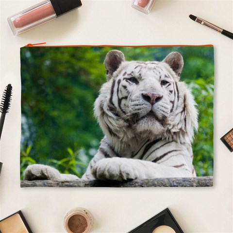 White Tiger Cosmetic Bag (XL) from ArtsNow.com Front