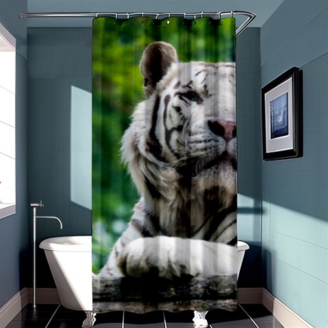 White Tiger Shower Curtain 36  x 72  (Stall) from ArtsNow.com Curtain(36 X72 ) - 33.26 x66.24  Curtain(36 X72 )