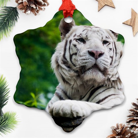White Tiger Snowflake Ornament (Two Sides) from ArtsNow.com Front