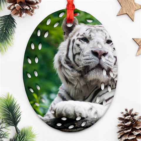 White Tiger Ornament (Oval Filigree) from ArtsNow.com Front