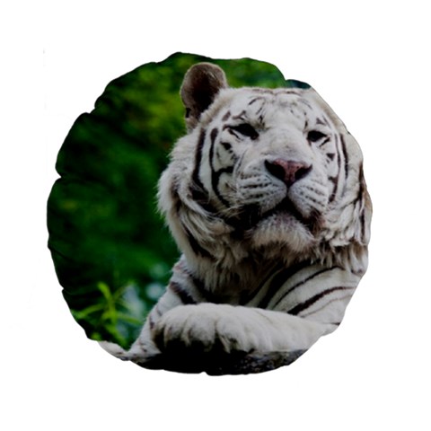 White Tiger Standard 15  Premium Round Cushion  from ArtsNow.com Front
