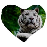 White Tiger Large 19  Premium Heart Shape Cushion
