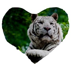 White Tiger Large 19  Premium Flano Heart Shape Cushion from ArtsNow.com Back