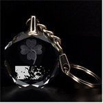White Tiger Clover 3D Engraving Circle Key Chain