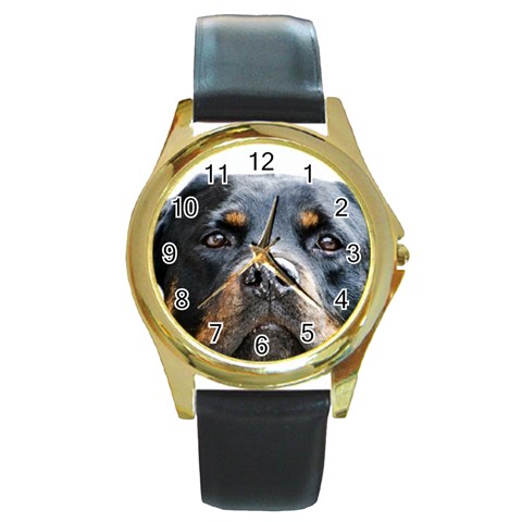 Rotwieller Round Gold Metal Watch from ArtsNow.com Front