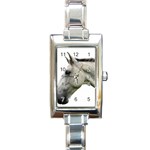 White Horse Rectangle Italian Charm Watch