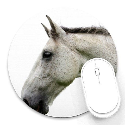 White Horse Round Mousepad from ArtsNow.com Front