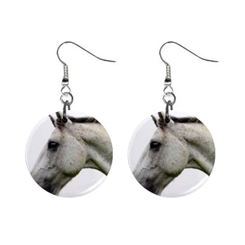White Horse 1  Button Earrings from ArtsNow.com Front