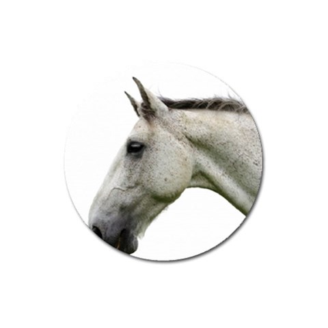 White Horse Magnet 3  (Round) from ArtsNow.com Front
