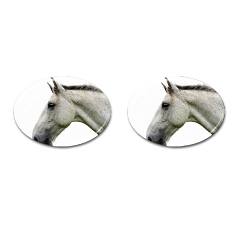 White Horse Cufflinks (Oval) from ArtsNow.com Front(Pair)