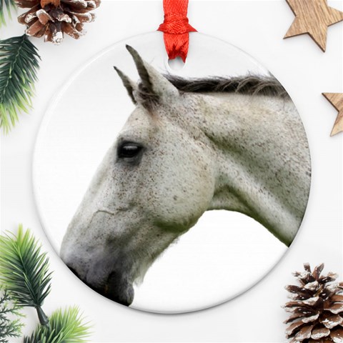 White Horse Round Ornament (Two Sides) from ArtsNow.com Front