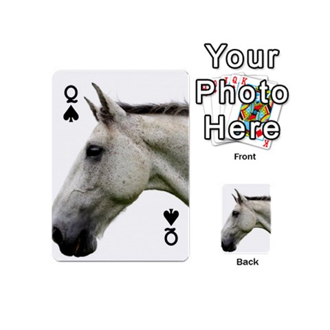 Queen White Horse Playing Cards 54 (Mini) from ArtsNow.com Front - SpadeQ