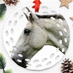 White Horse Round Filigree Ornament (Two Sides)