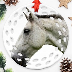 White Horse Round Filigree Ornament (Two Sides) from ArtsNow.com Back