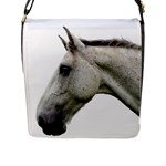 White Horse Flap Closure Messenger Bag (L)