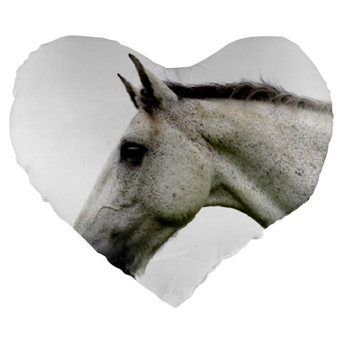 White Horse Large 19  Premium Flano Heart Shape Cushion from ArtsNow.com Front