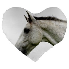 White Horse Large 19  Premium Flano Heart Shape Cushion from ArtsNow.com Front